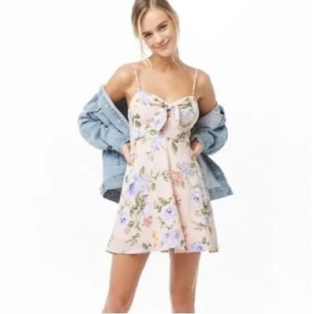 Floral tie front skater dress NWT